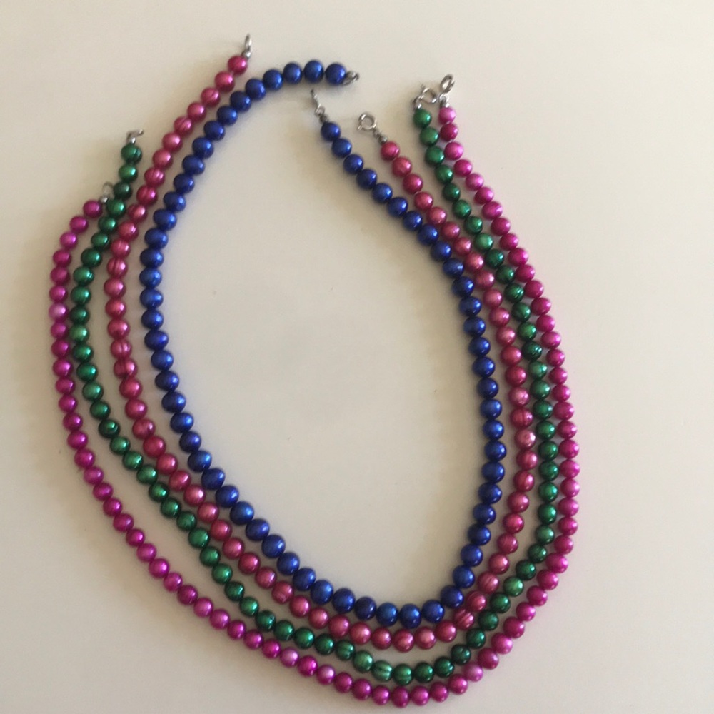 4 Multi Color Freshwater Pearl Necklaces 16 inches